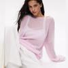 Summer Women's Knitted Sweaters Lady Hollow Out Mesh Thin Pullover See Through Look Long Sleeve Loose Tops Smock Sunscreen Shirt