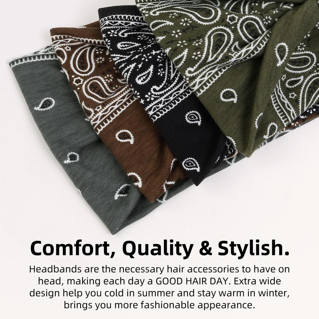 Boho Headbands Wide Knot Hair Scarf Floral Printed Hairband Elastic Turban Headwrap Stretch Head Bands Bandana Fashion Hair Accessories for Women