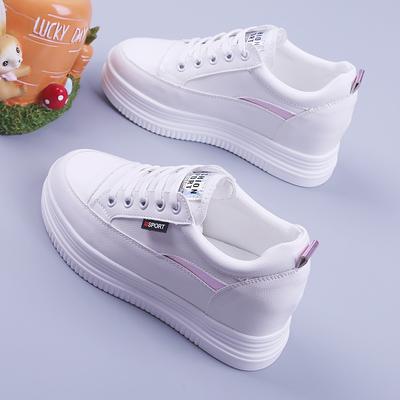 Женские туфли на платформе-маффин 2025 весна-лето новая повседневная и тонкая женская одинарная обувь универсальная с внутренней высотой, увеличивающей рост, низкий верх, маленькие белые туфли