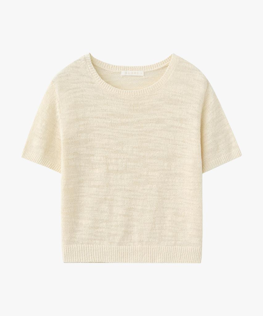SUARE WOMEN Cotton Slub Crop Half Knit Butter
