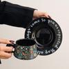 OLOEY Винтажный кофейный набор из костяного фарфора с цветами и птицами