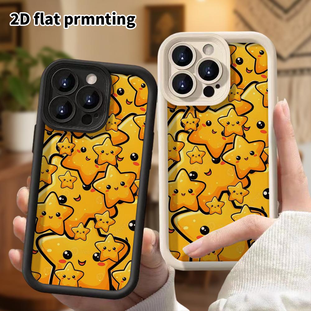 Phone Case: 2D flat design suitable for iPhone 18 17 16 15 14 13 Pro, cute stars, perfect Christmas and Halloween holiday gift