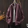 Women Vintage Jackets Solid Color Stand Long Sleeve Coats Autumn Zipper Loose Casual Pockets Jackets