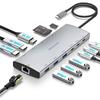 12-в-1 док-станция Type-C с двойным HDMI, DP, концентратором 3.0 и Ethernet RJ45 для тройного дисплея