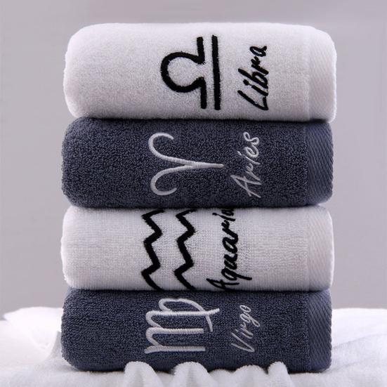 Shower Towel Thickened Lint-free Letters Embroidery Highly Absorbent Soft Cotton Face Towel Washroom