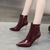 Модные женские туфли на высоком каблуке, сексуальные ботинки «Челси», модная обувь с острым носком, зимние дизайнерские платья нового бренда 2024 года