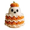 Halloween Crochet Ghost Handmade Knitted Ghost with Pumpkin Hat Cute Plush Ghost Tabletop Decoration for Desk Bookshelf Home Decor