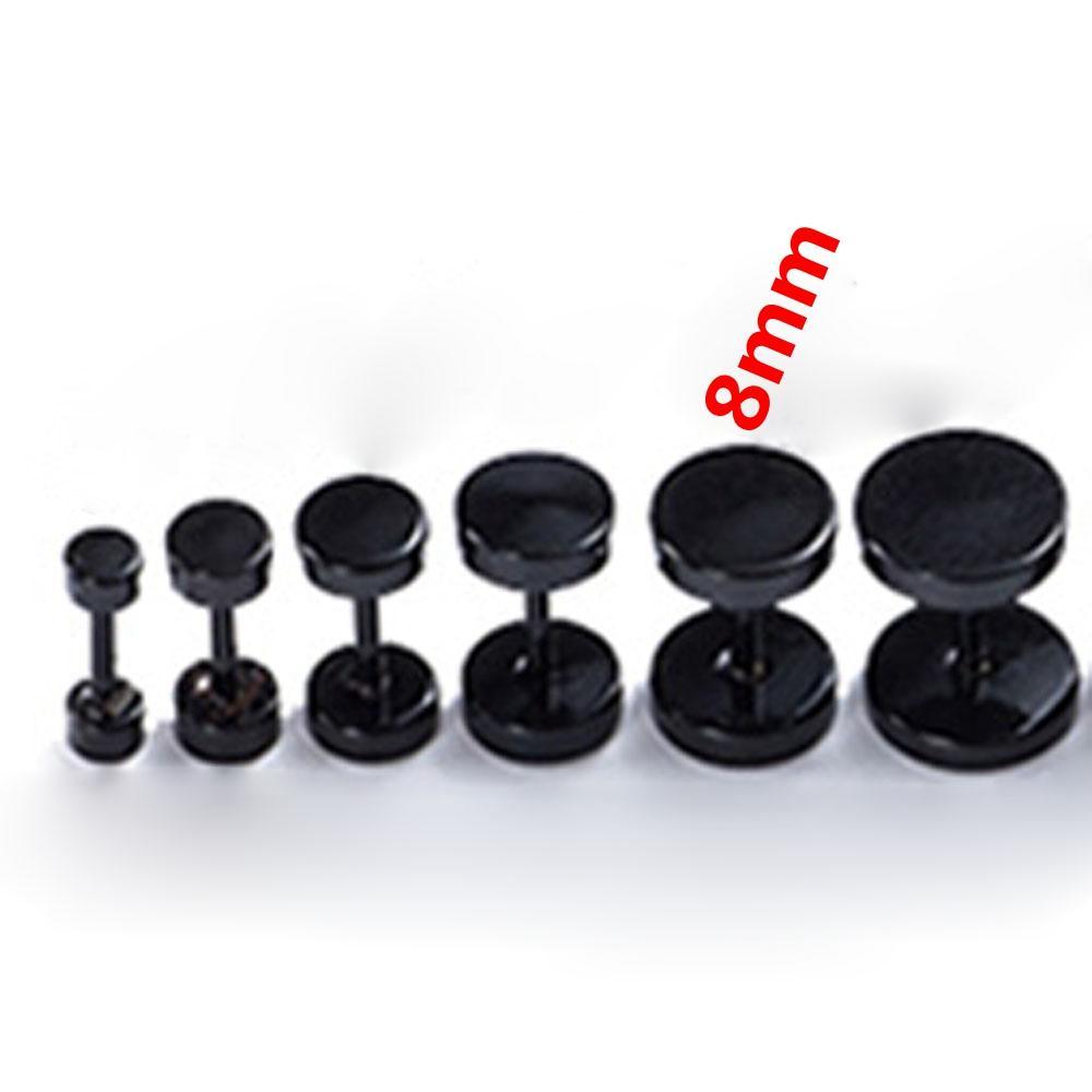 1Pair Unisex Jewelry Stainless Steel Cheater Plugs Earrings Dumbbells Pattern Ear Stud