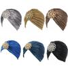 Women Chemo Bandana Hijab Fashion Pleated Indian Cap New Diamond Jewel Turban Hats