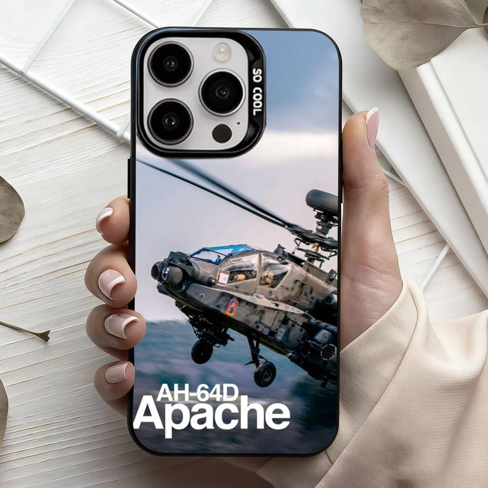Чехол для телефона Apache AH-64 Helicopter G-Gunships для iPhone17,16,15,14,13,12,11 Plus,Pro Max Черный Конфетный серебристый чехол для телефона