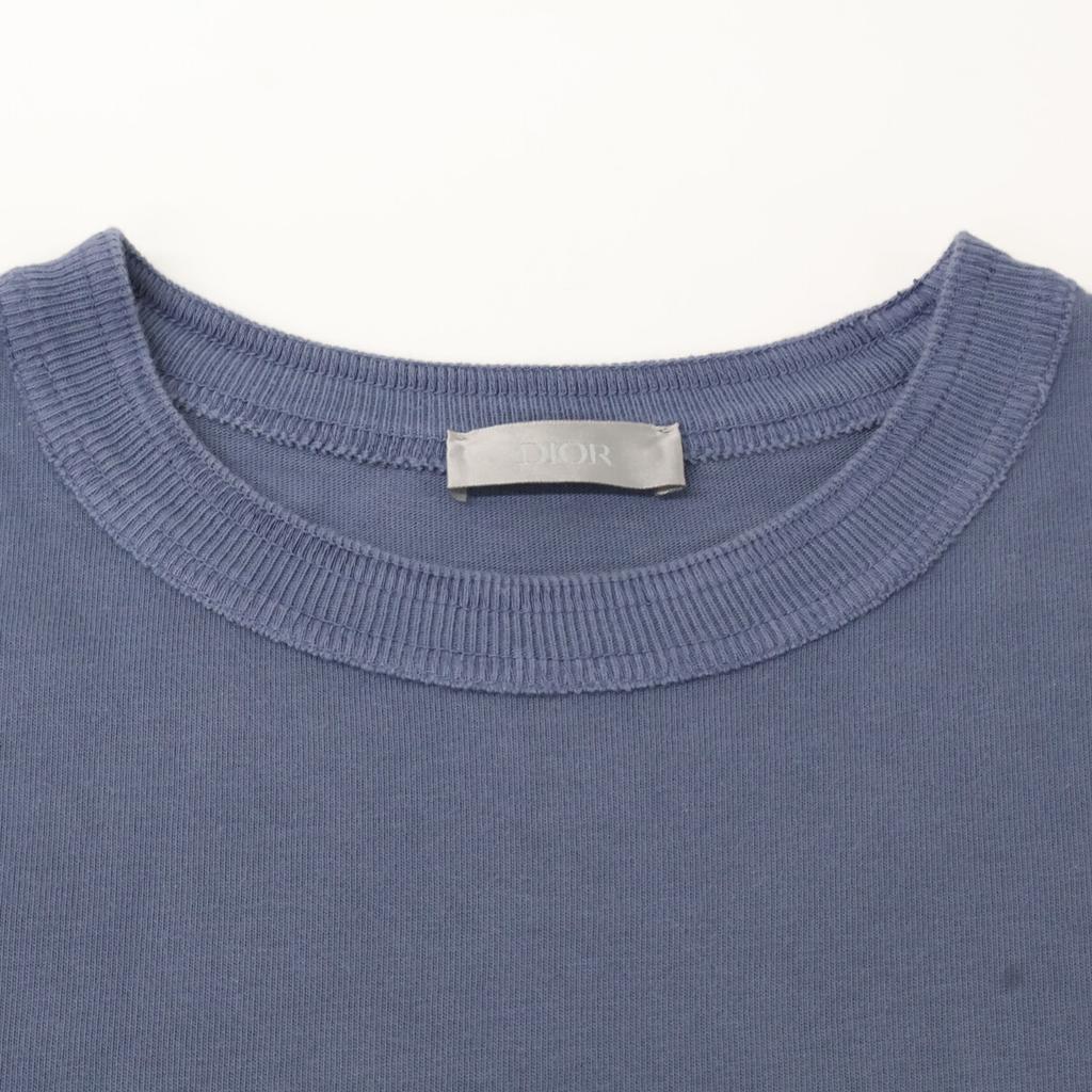 DIOR [xSTONE ISLAND] Blue Logo Short Sleeve T-Shirt tops M blueUsed