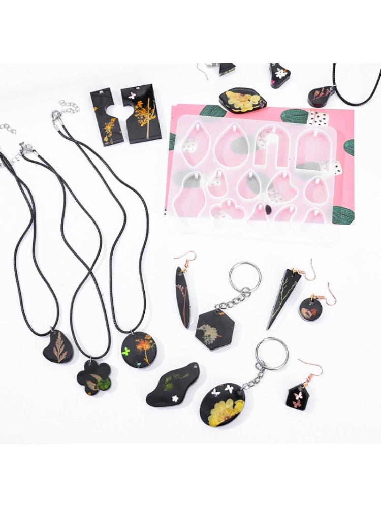 Форма для литья ювелирных изделий, силиконовая форма для ключей, кулон, форма для эпоксидной смолы с крючками для сережек, шнур для изготовления сережек, ожерелья