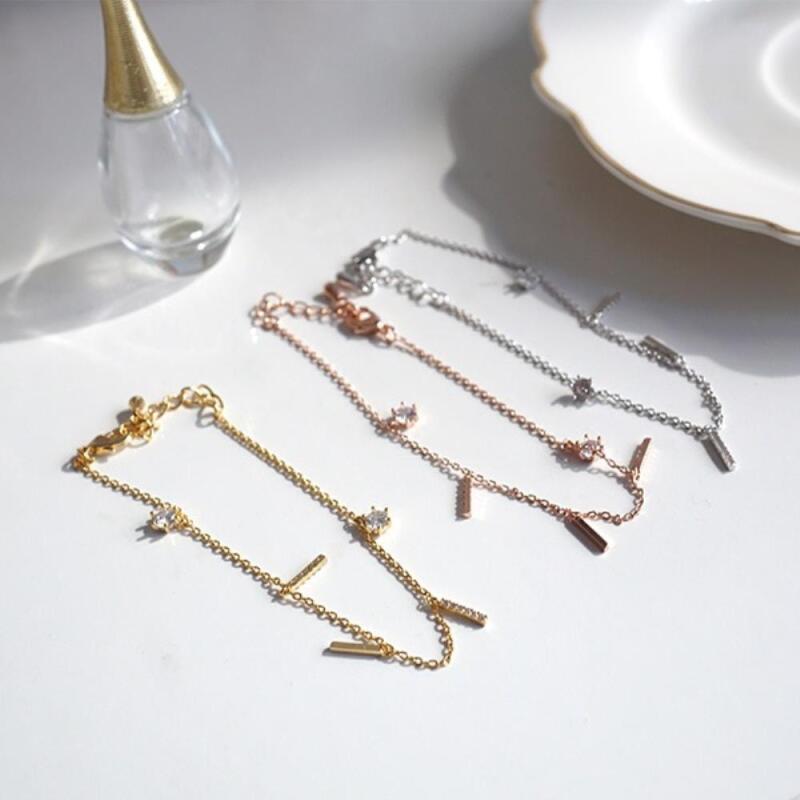 Браслет Prevo Rose Chain 3 типа Серебряный с кубическим цирконием Женский Золотой