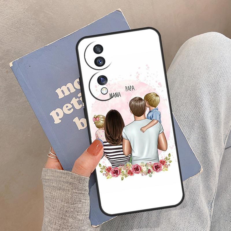 Черные Каштановые Волосы Малыш Мама Девочка Сын Чехол Для Honor Magic 8 Pro 5 6 7 Lite Чехол Для Honor 200 400 90 70 50 X8a X8b X9a X9b X9c