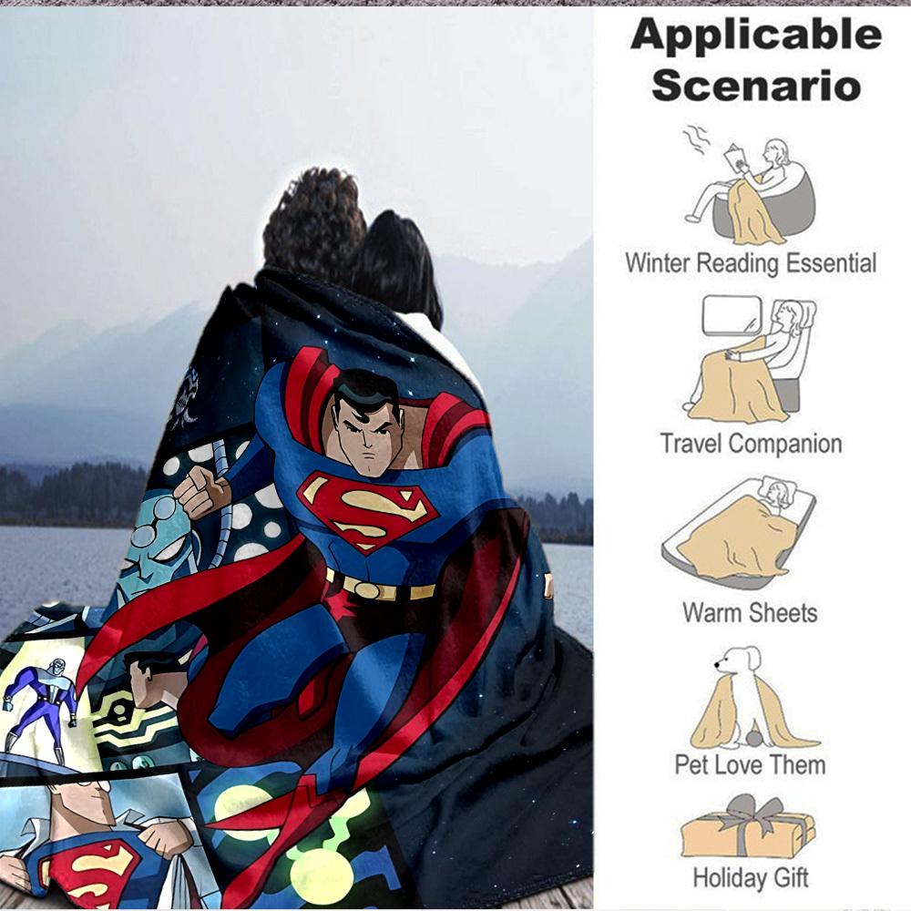 1pc Superman Blanket Lightweight Flannel Throw For Sofa, Bed, Travel, Livingroom, Office, Couch, Chair, And Bed