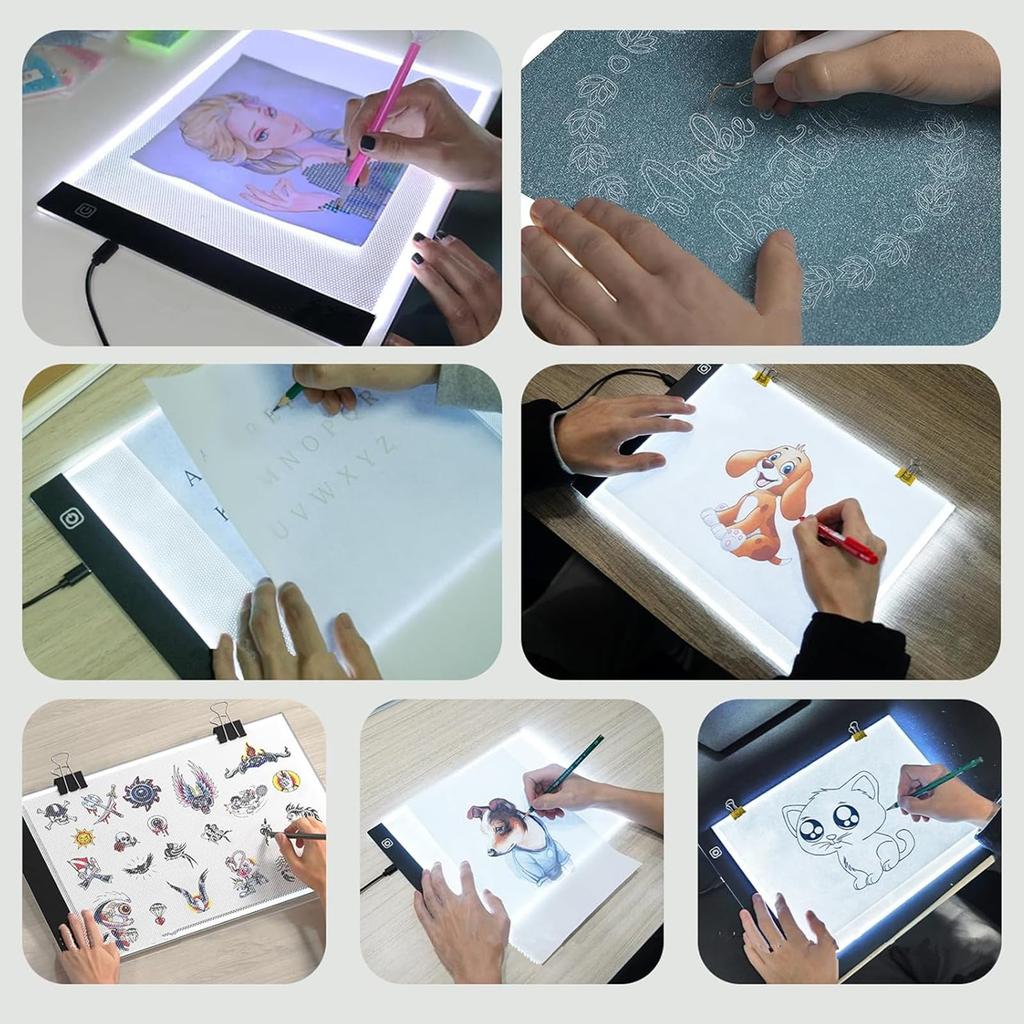 Tracing Table A4 Light Table Light Box LED High Brightness 3 Level Dimming Ultra Thin High Transmittance USB Powered USB Cable Included Suitable for