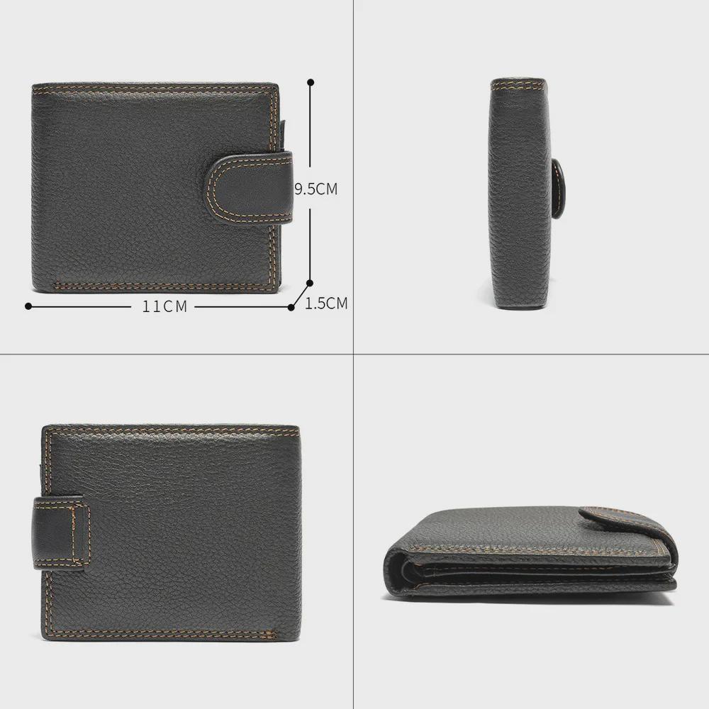 Мужской кошелек-клатч из натуральной кожи: Короткая многофункциональная визитница из коровьей кожи с зажимом для доллара и кошельком для монет.