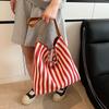 2025 новая холщовая сумка в стиле ленивого ветра, женская сумка большой вместимости, летняя полосатая сумка-тоут через плечо Sen Meng