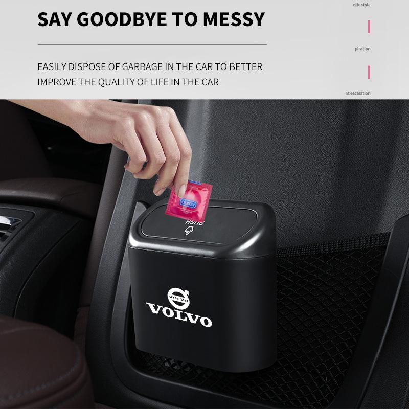 Car Square Pressing Type Hanging Trash Can For Volvo Rdesign Polestar AWD V50 S60 XC60 S40 XC40 XC90 V60 S80 S90 V90 V70 T6 T8