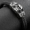 Кожаные браслеты в стиле панк-рок с черепом для мужчин, ювелирные изделия из нержавеющей стали 316L, аксессуары на руку Mannen