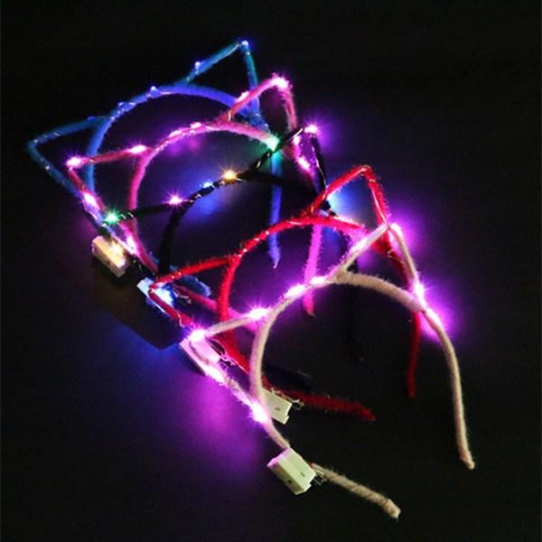 Gel Luna LED Cat Light Festival Club Party Event Hair Headband G-04, Red, 5 Pieces