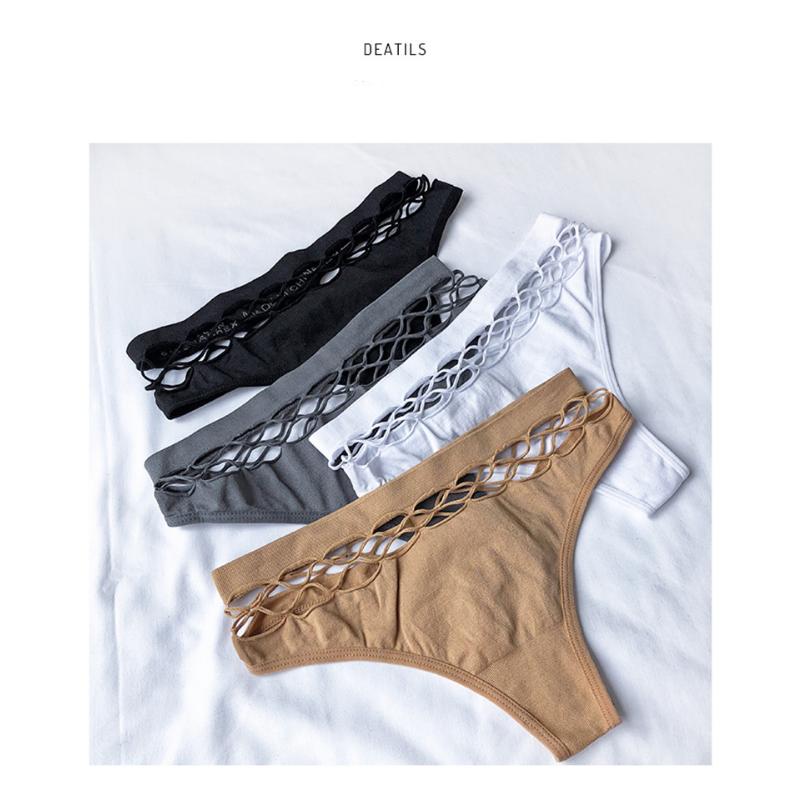 Sexy Women's Thong Panties Waist Hollow G-Strings Exotic Lingerie Breathable Nylon Underwear Ladies Thongs Underpants