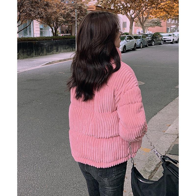 Новая осенне-зимняя женская короткая хлебная одежда свободного кроя в корейском стиле со стойкой и утолщенная куртка на хлопковой подкладке