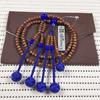Umetake Soka prayer beads, 8-inch, made of jujube wood with blue cat's eye, blue Odamaki