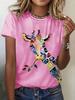 Women's Casual Short Sleeve T-Shirt Vibrant Giraffe Pattern Print Lightweight Summer Round Neck Tops Oversized Clothes for Woman