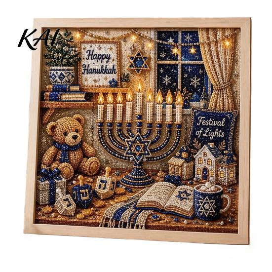 Creative Hobby Set DIY Hanukkah Pearl Art Kit, 3D Mosaic Bead Craft Set, Diy Kit for Adults Ritual Activity Making Traditional Holiday Home