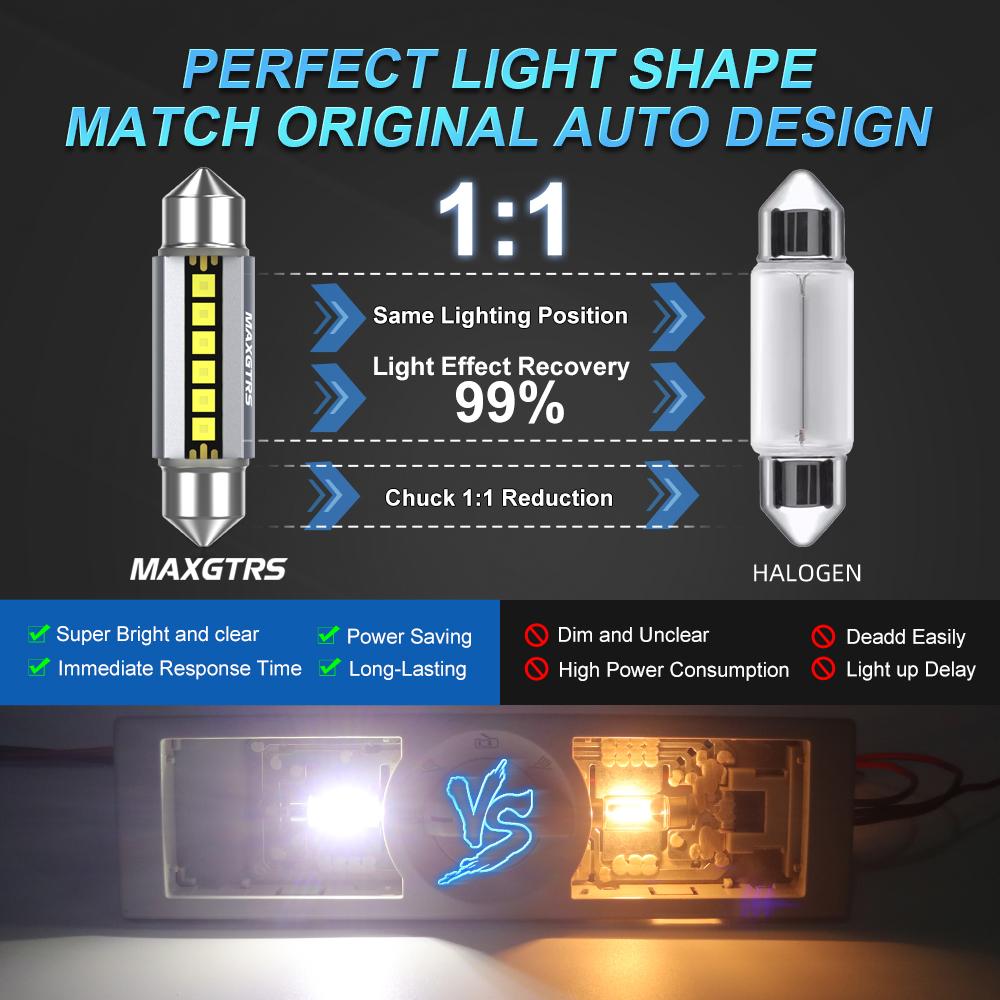 MAXGTRS 2 шт. Светодиодные C5W C10W 39 мм 41 мм 42 мм Купольные Canbus Без ошибок 6500K Белый Автомобильная Внутренняя Лампа для Чтения Купольная Лампа Багажника 12В