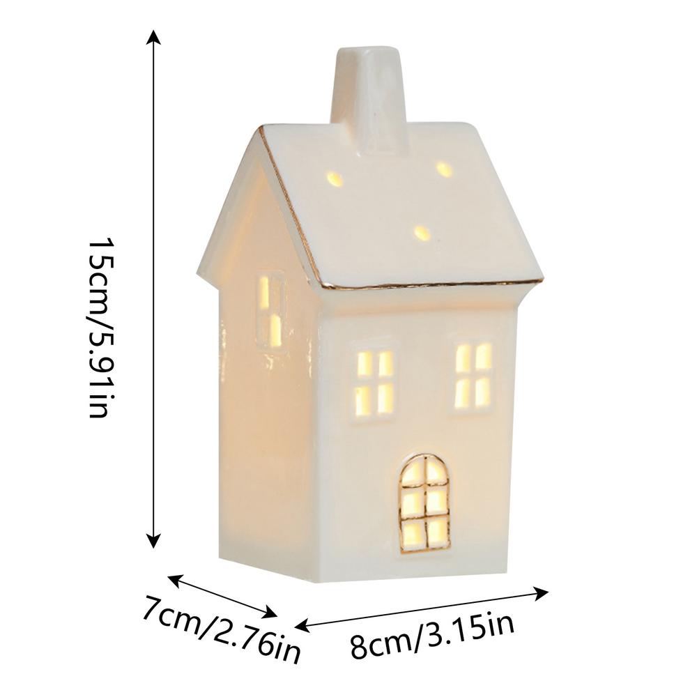 Керамический Рождественский Домик Деревня Украшение Светодиодная Подсветка Рождественская Елка Коттедж Настольные Домашние Украшения Рождественская Лампа Декор Комнаты