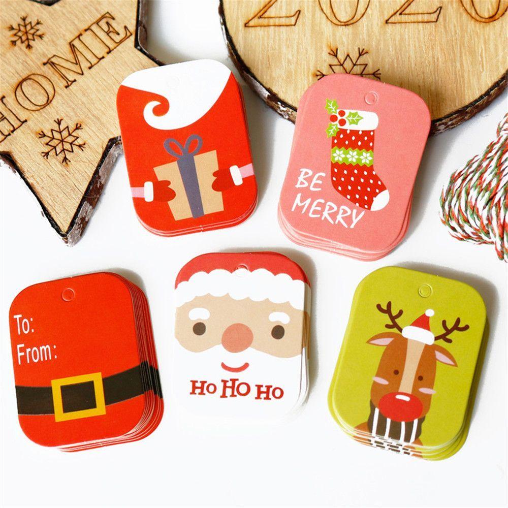 48/50 шт. Карточки для вечеринок Рождественские украшения Крафт-бумага Рождественские этикетки Бирки для упаковки подарков Крафт-бирка