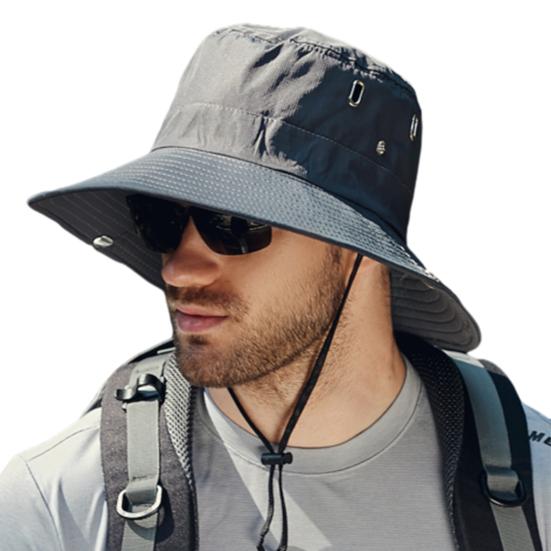 Мужская летняя шляпа от солнца с ветрозащитным ремешком и широкими полями, анти-УФ-защита от солнца, складная портативная кепка для садоводства, рыбалки и путешествий, уличная рыбацкая шляпа