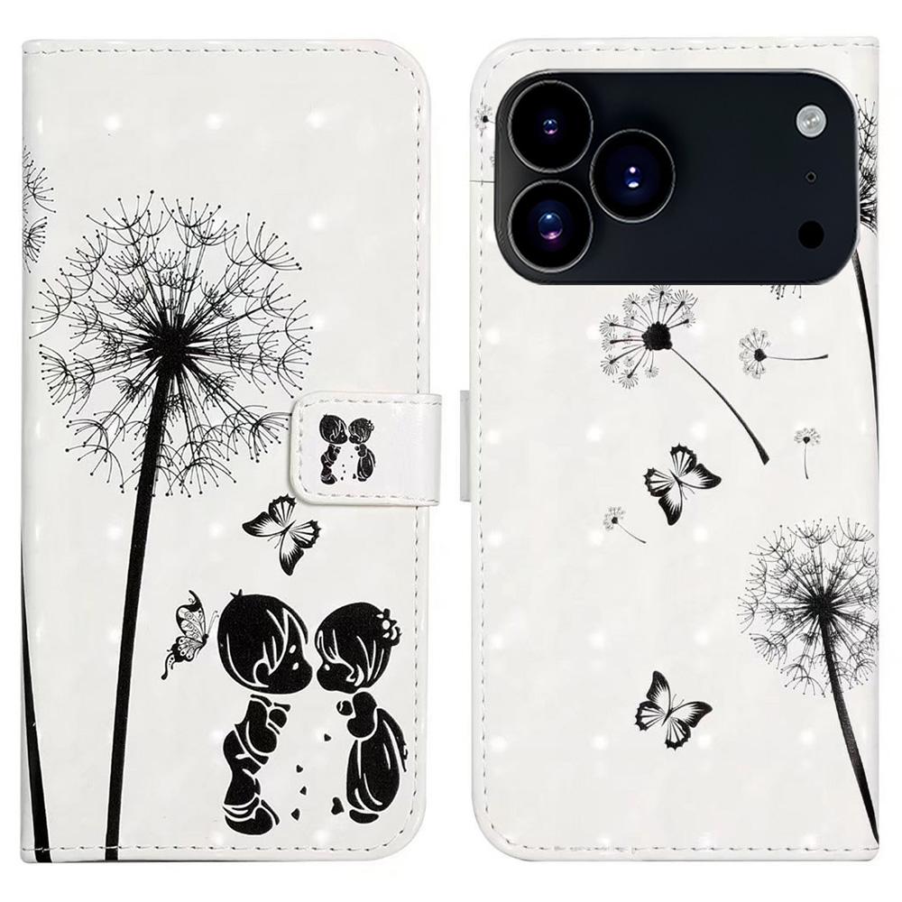 For iPhone 17 Pro Max Case 3D Creative Pattern PU Leather Stand Phone Cover