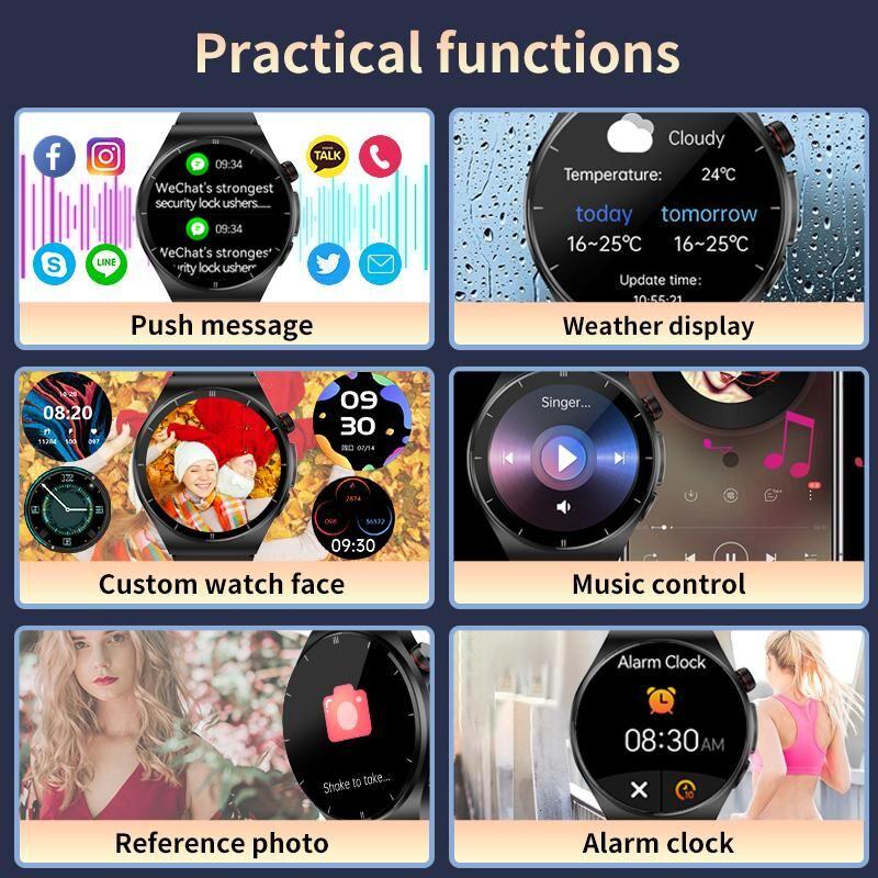2024 Новые умные часы для мужчин ЭКГ + ППГ + ВСР Bluetooth Звонок Голосовое управление Часы артериального давления Кислород в крови Трекер здоровья SmartWatch