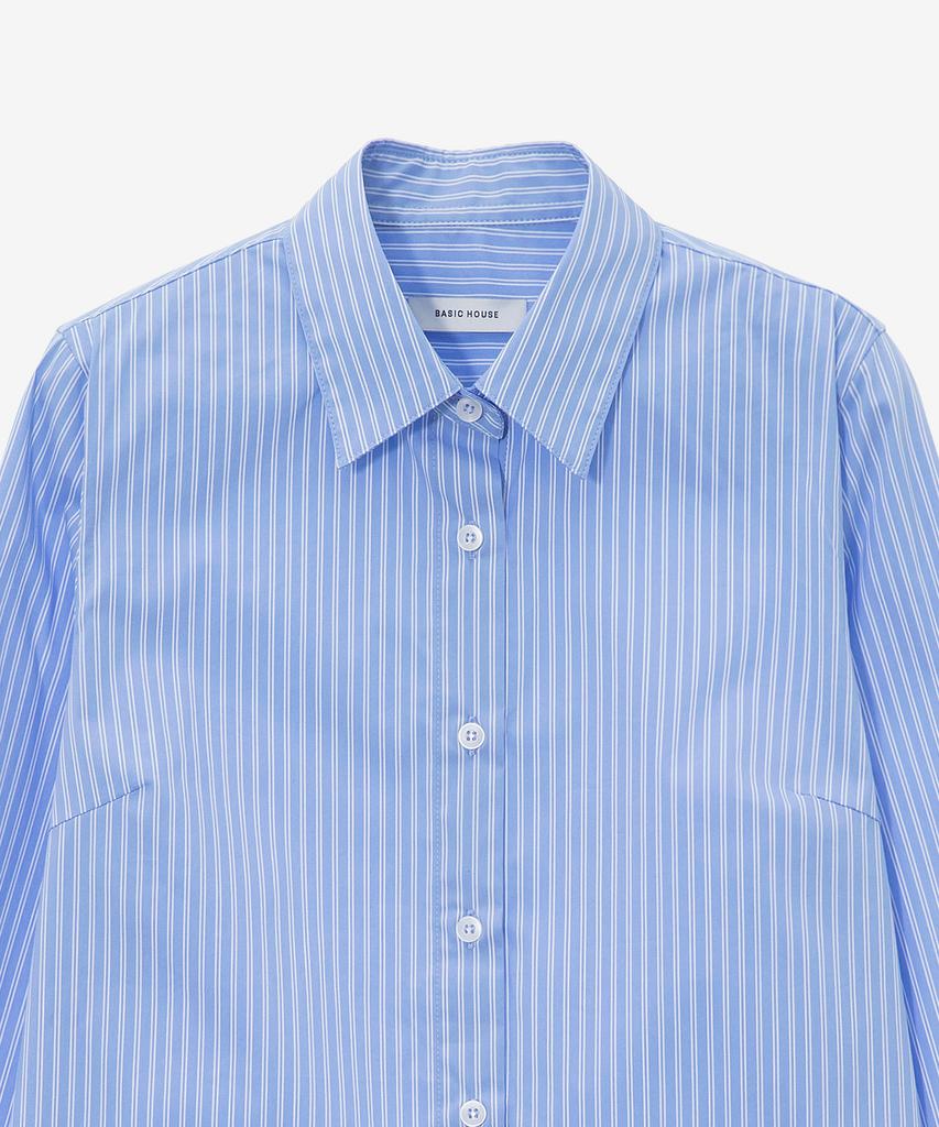 BASIC HOUSE Women'S Striped Regular Fit Long Sleeve Shirt Blue Lzws3201
