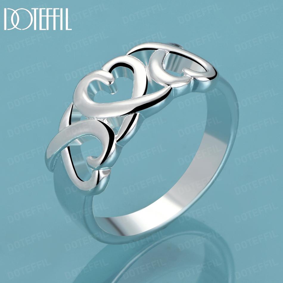 925 Sterling Silver Heart Ring Fashion Charm Wedding Jewelry