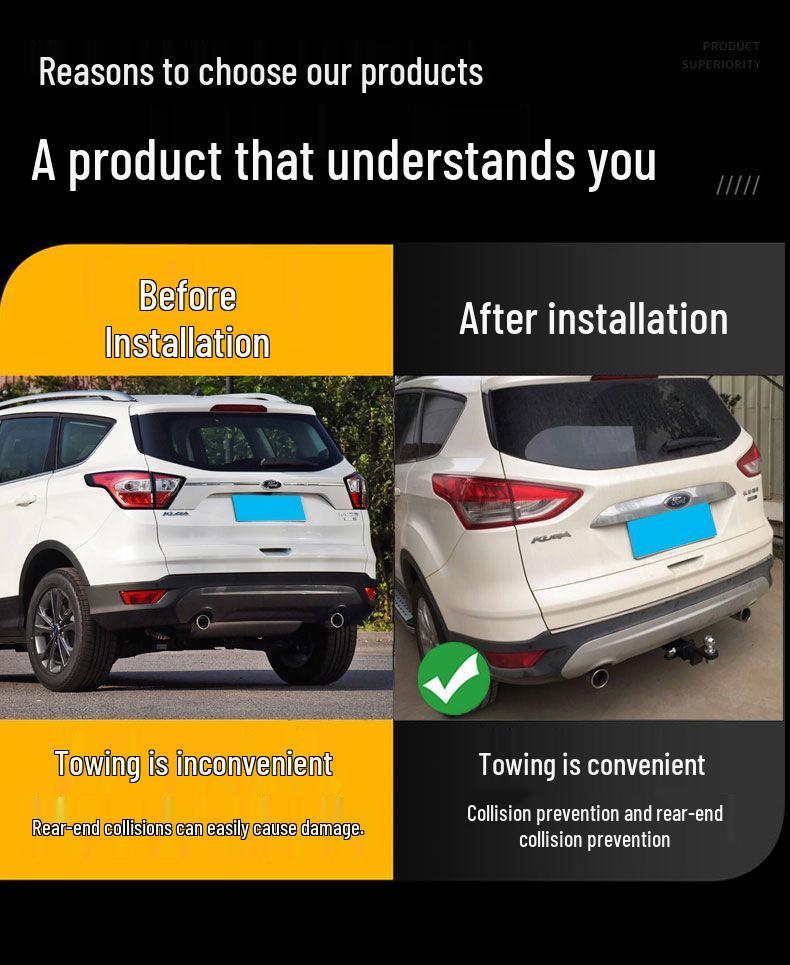 Ford Escape Off-Road Anti-Collision Rear Tow Hitch for Bikes, RVs, and Motorcycles