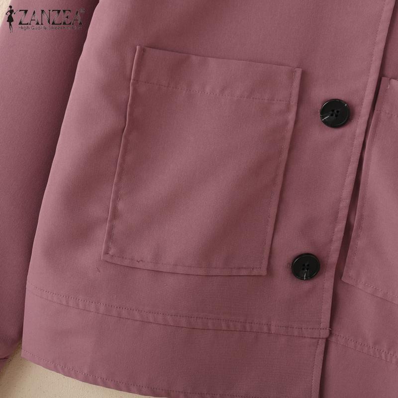 ZANZEA Женская свободная повседневная блузка с отложным воротником и длинным рукавом