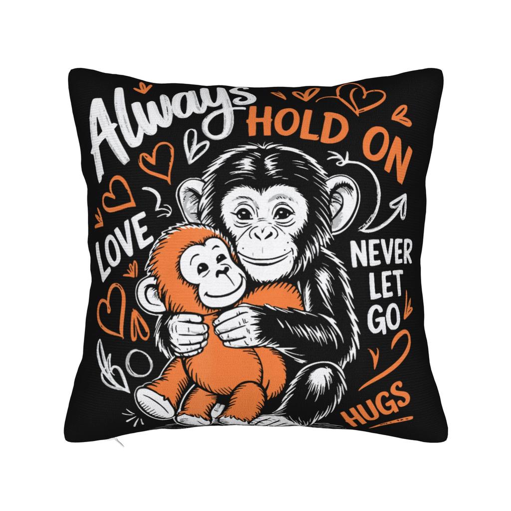 Retro Cute Monkey Punch Cute Monkey Baby Funny Animal Pillow Cover  Square Cushion Cover Pillow Case For Wedding Party Decor