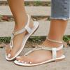 Мода 2025 Лето Новая Мода Женские Сандалии Стразы Пинч Носок Плоские Повседневные Туфли для Женщин Пляжные Повседневные Сандалии Женские Zapatos Mujer