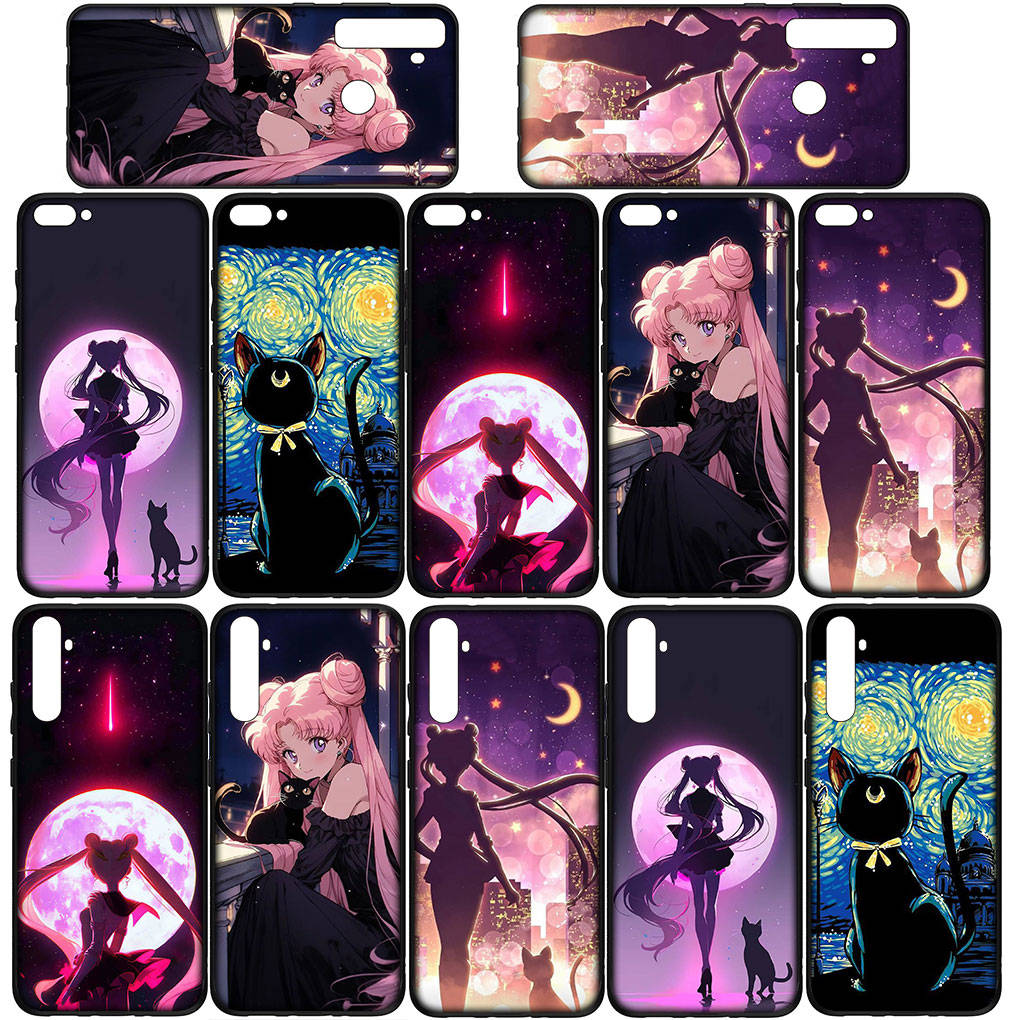 Чехол для iPhone 15 14 Xiaomi Redmi Note 13 12 11 Pro Max X 8 7 9 XR Samsung Galaxy S24 S23 A05 OPPO A15 Huawei аниме-чехол для телефона Sailor Cartoon Moon
