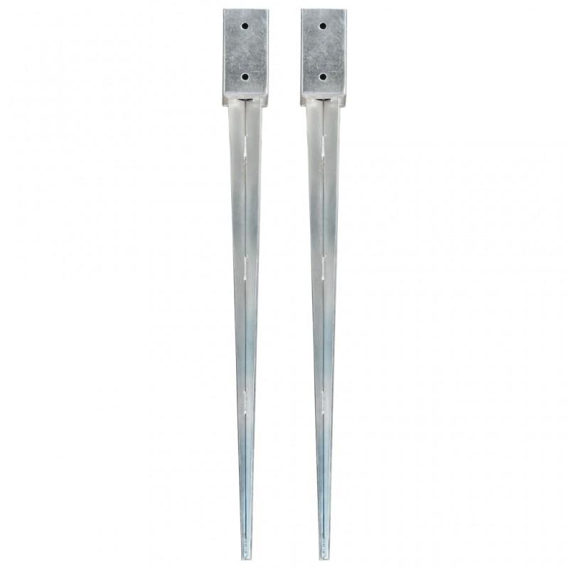 Day and Night - Day and Night Ground Spikes 2 Pcs Silver Galvanized Steel 7x7x90 Cm