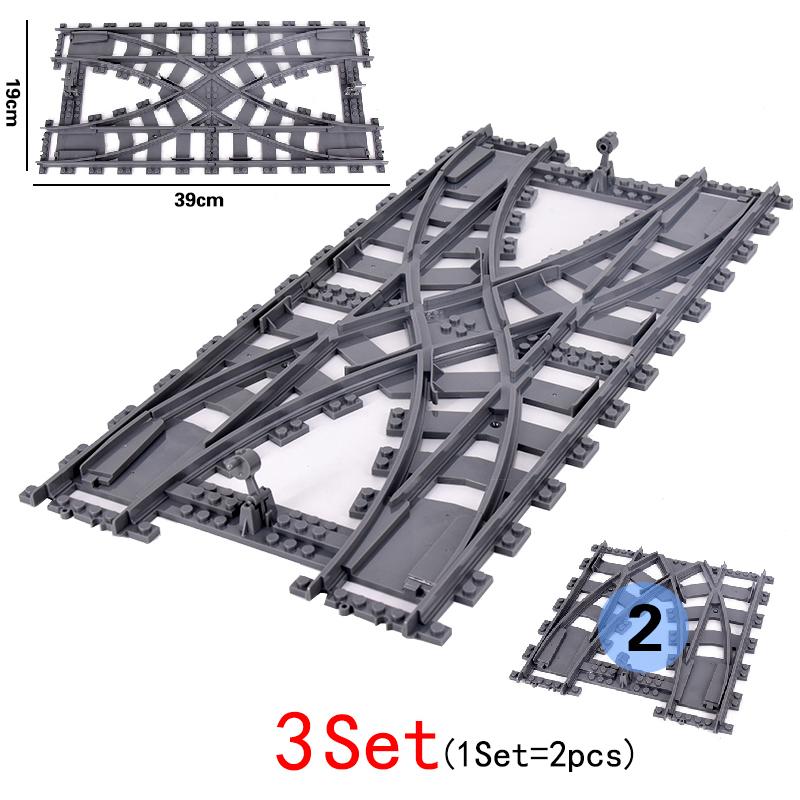 Creative Expert Ideas City Train Single Slip Switch R40 Crossings Rails Tracks Bricks Building Blocks DIY Toys Kids Gift