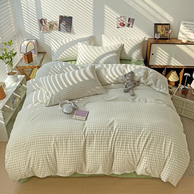 Милый мультяшный комплект пододеяльника с медведем для девочек, декор детской комнаты, кавайный клубничный комплект постельного белья из стираного хлопка, 3/4 предмета