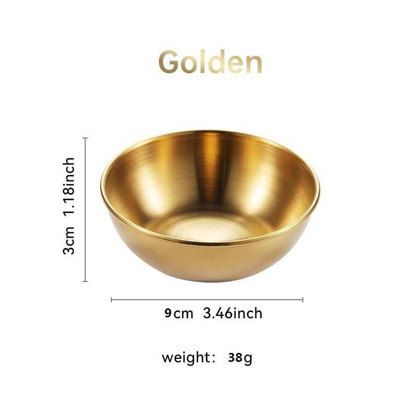 Stainless Steel Round Small Plate Gold Sauce Seasoning Plate Household Restaurant Kitchen Soy Sauce Plate Dipping Sauce Plate
