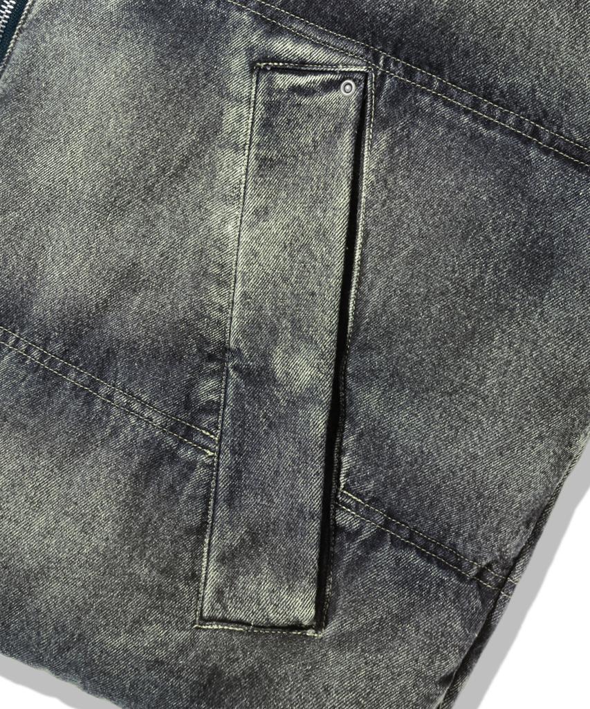 Пегая байкерская куртка Trillion Denim, песочно-голубая.