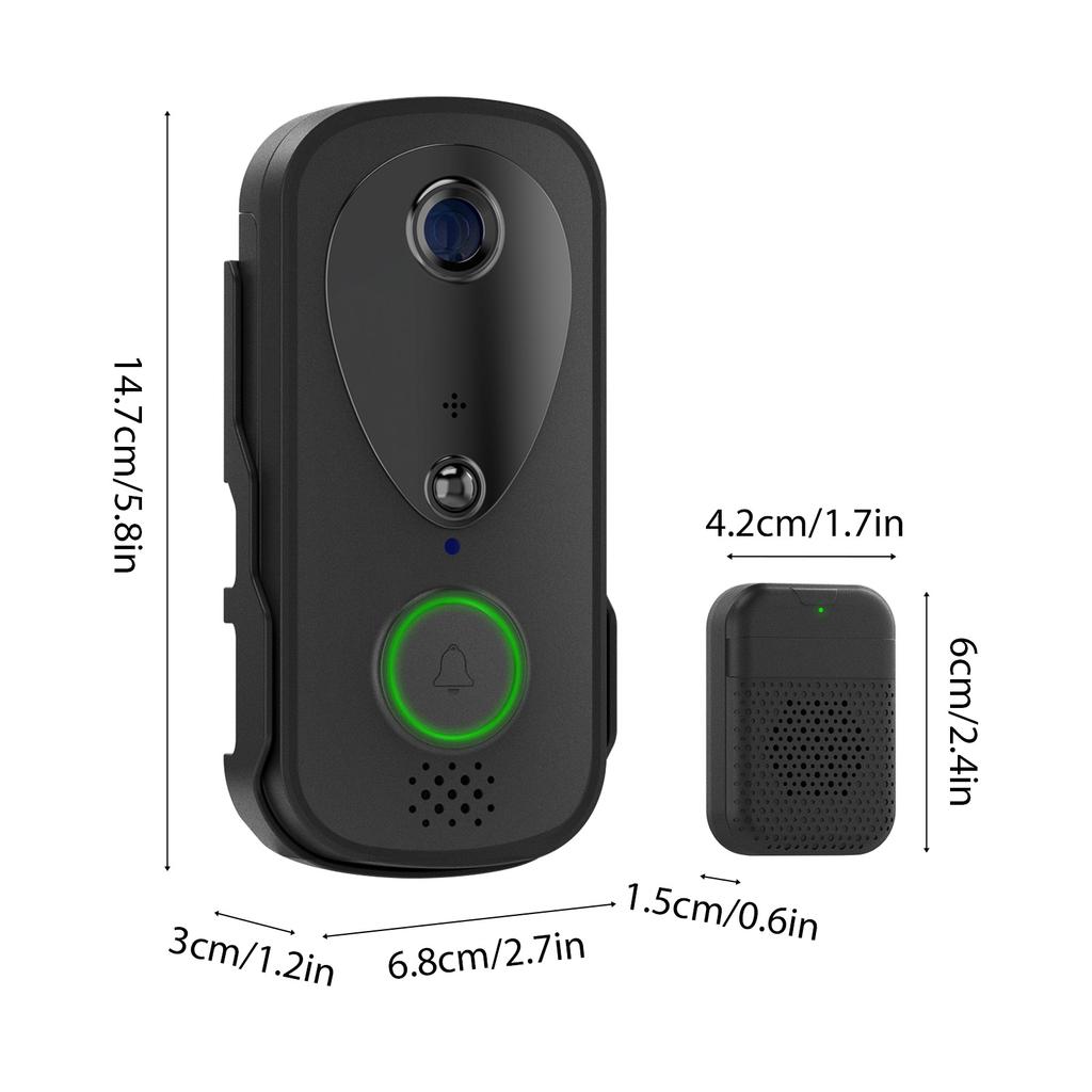 Умный дверной звонок Дверная камера Управление через приложение TY Инфракрасный ночной просмотр Двухдиапазонный WiFi Беспроводное видео