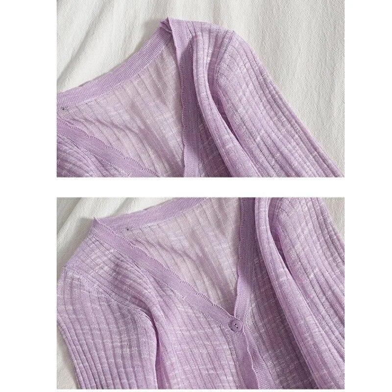 Тонкий вязаный кардиган с v-образным вырезом, милое милое женское пальто с длинным рукавом, укороченный топ с одной пряжкой, новая мода, однотонный, простой, повседневный, солнцезащитный кардиган